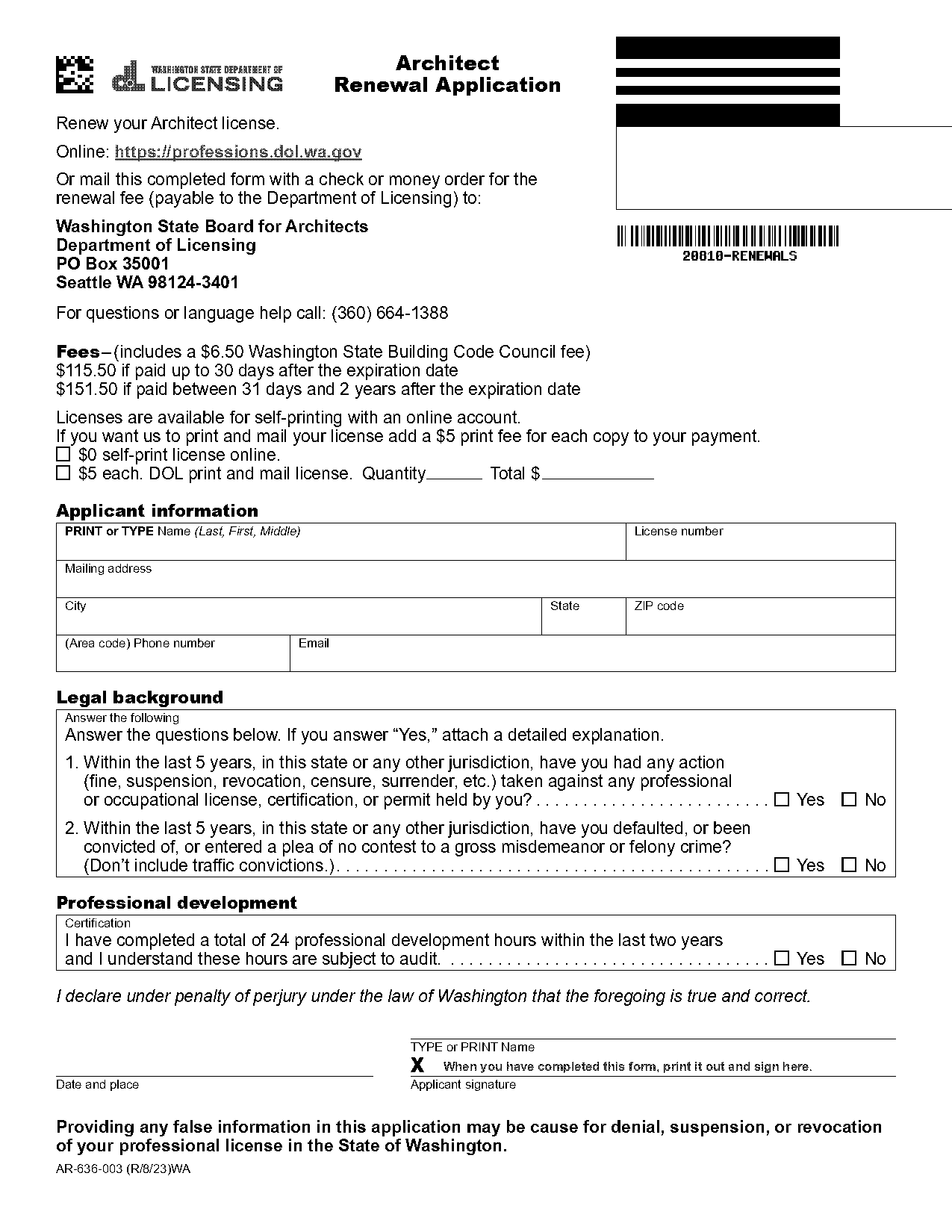 wa state license renewal cost